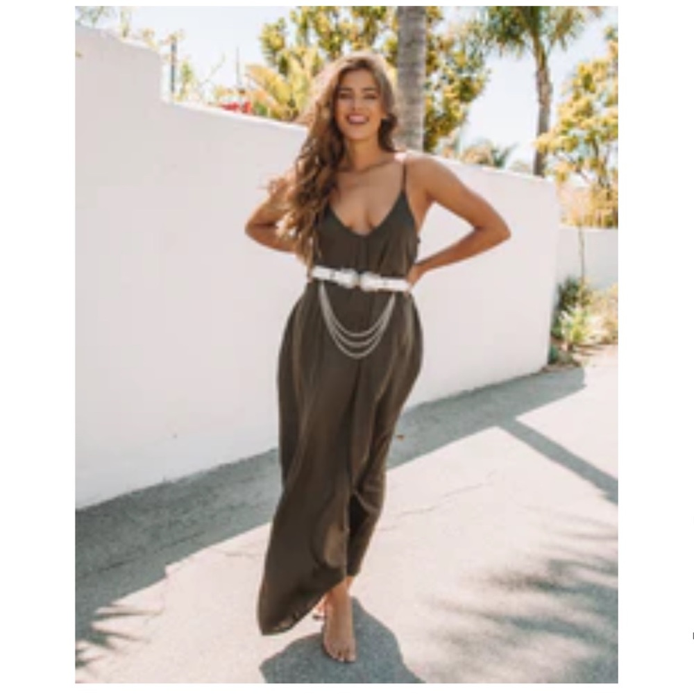 VICI | Really Living Olivian Pocketed Maxi Dress - Army - Small/Medium